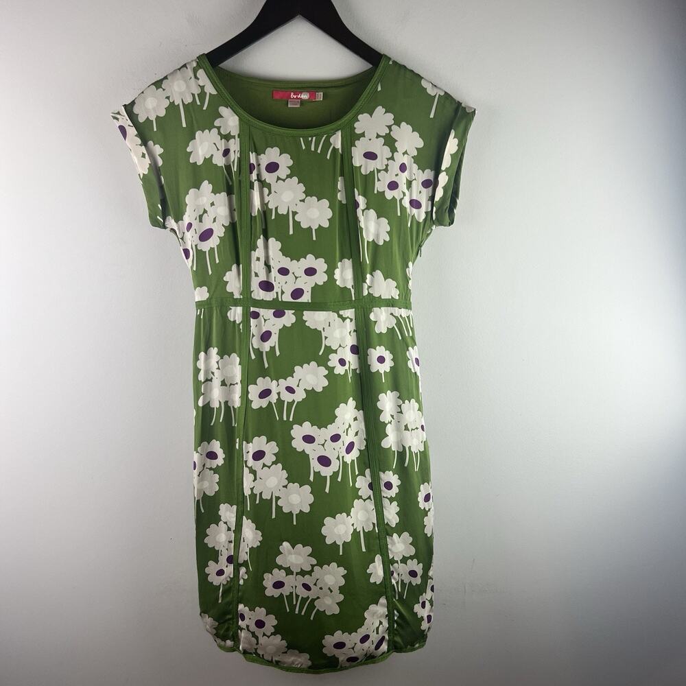 Boden Silk Floral Daisy Sheath Dress Womens Size 2 Feminine Romantic Green